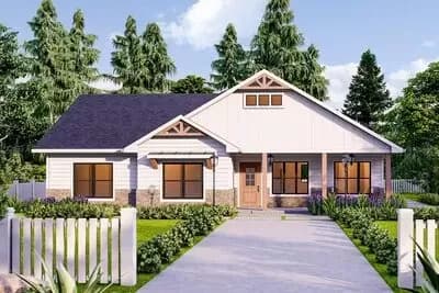 1264 Square Foot 3 Bed New American Home Plan