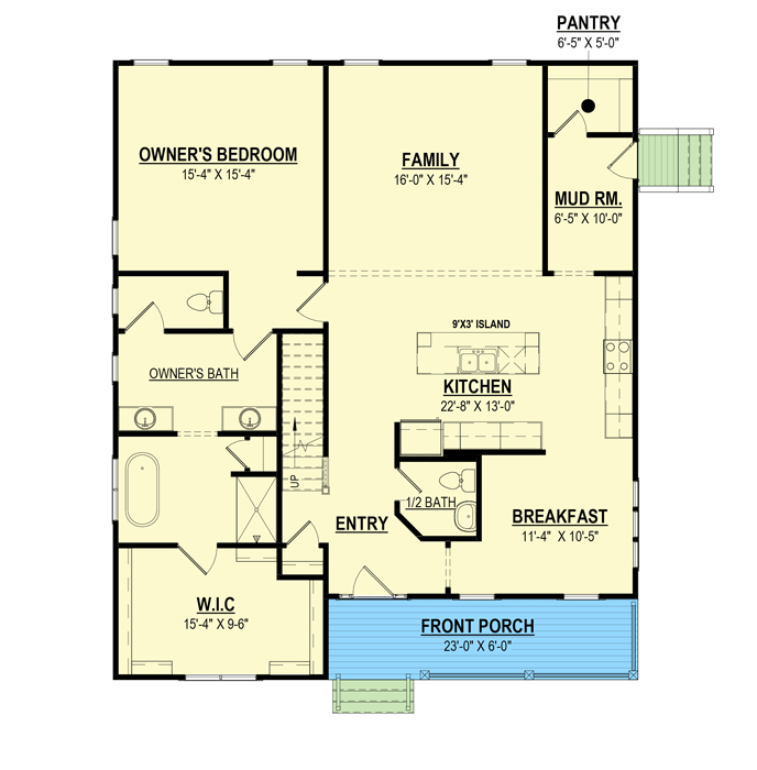 Plan 83623CRW: 5-Bed Modern Farmhouse Plan with Walk-In Closets for Everyone - 3312 Sq Ft - Floor Plan - Main Level - Cottage, Country, Farmhouse, Modern Farmhouse, New American, Traditional