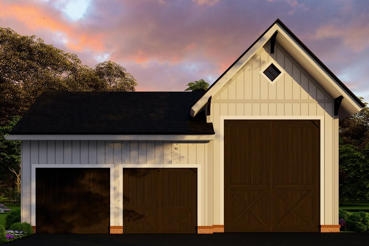 Plan 25775GE: Garage with Drive-through Bays for 2 Cars and an RV - Image #4 - Traditional