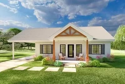 2-Bedroom Country Craftsman House Plan with Carport under 1100 Sq Ft