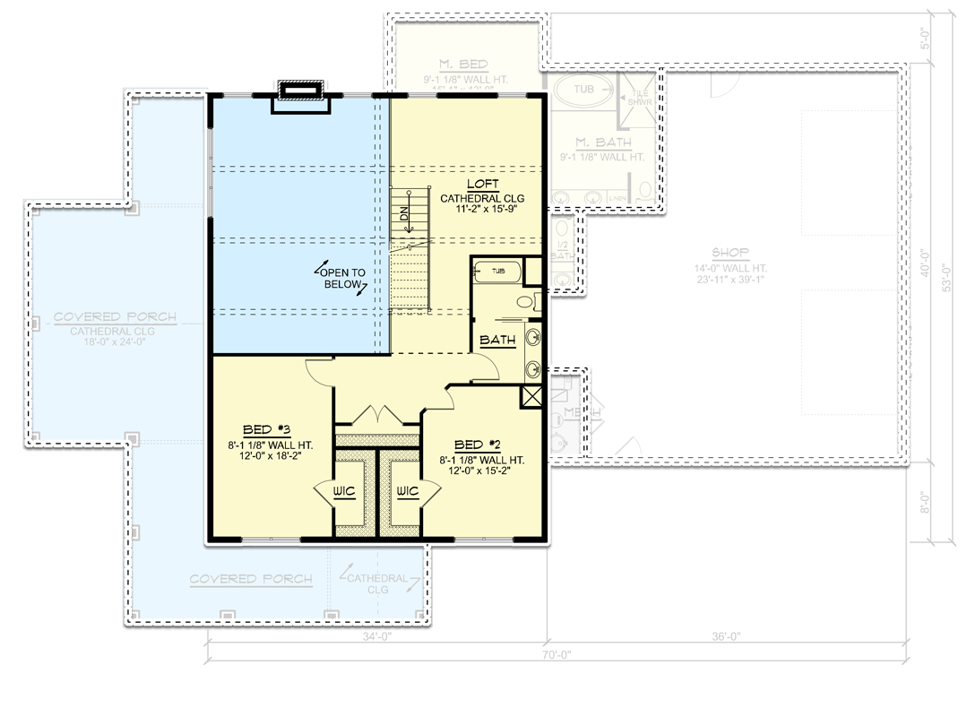 Plan 135169GRA: 2826 Square Foot 3-Bed Barndominium House Plan with 2x6 Exterior Walls - Floor Plan - 2nd Floor - Barndominium, Country, Rustic, Traditional