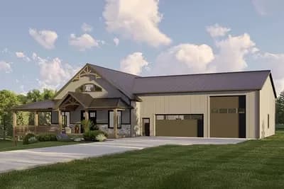 4-Bed Farmhouse-Inspired Barndominium with Drive-Through RV Bay
