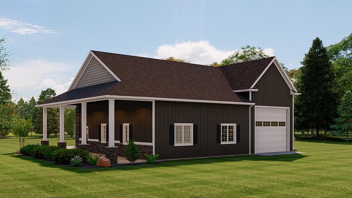 Plan 135176GRA: Detached Garage with Drive-through RV Bay and Covered SIde Porch - 2040 Sq Ft - Image #4 - Carriage, Country, Rustic, Traditional