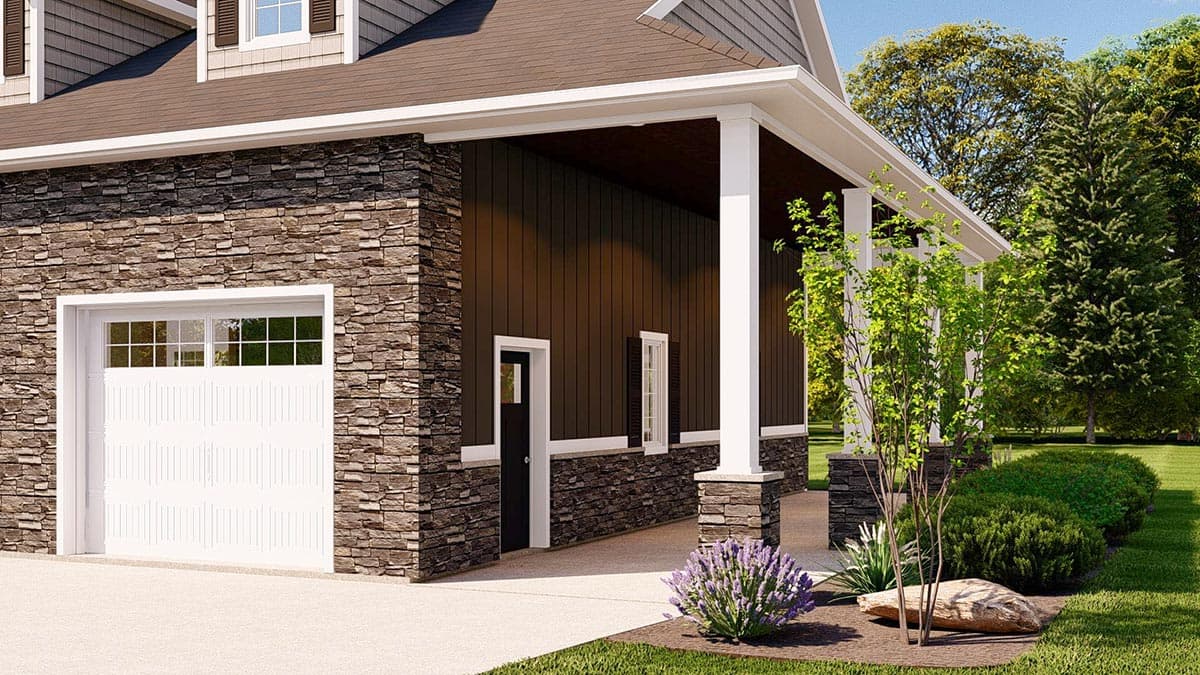 Plan 135176GRA: Detached Garage with Drive-through RV Bay and Covered SIde Porch - 2040 Sq Ft - Image #5 - Carriage, Country, Rustic, Traditional