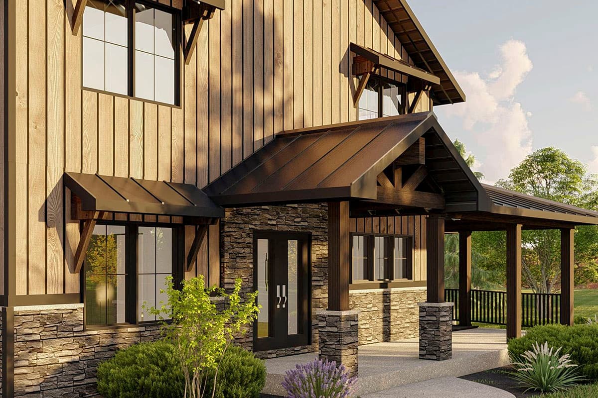 Plan 135178GRA: 2-Bed Barndominium-style Home Plan with RV Bay and Unfinished Lower Level - 2840 Sq Ft - Image #5 - Barndominium, Country, Craftsman, Mountain, Rustic