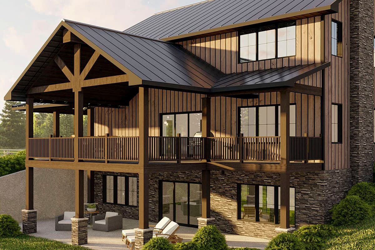 Plan 135178GRA: 2-Bed Barndominium-style Home Plan with RV Bay and Unfinished Lower Level - 2840 Sq Ft - Image #6 - Barndominium, Country, Craftsman, Mountain, Rustic