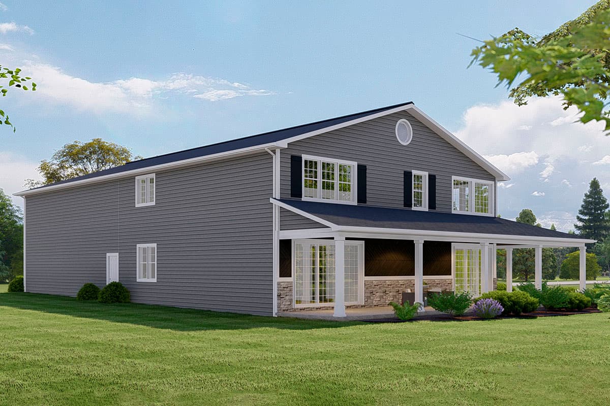 Plan 135179GRA: Contemporary Barndominium-style Home Plan with L-shaped Porch - Image #4 - Barndominium, Contemporary, Country