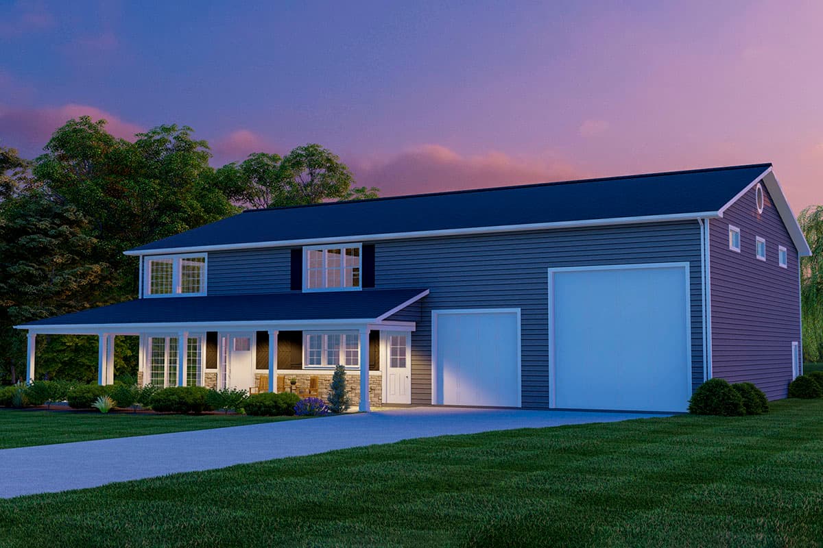 Plan 135179GRA: Contemporary Barndominium-style Home Plan with L-shaped Porch - Image #5 - Barndominium, Contemporary, Country