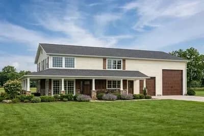 Contemporary Barndominium-style Home Plan with L-shaped Porch