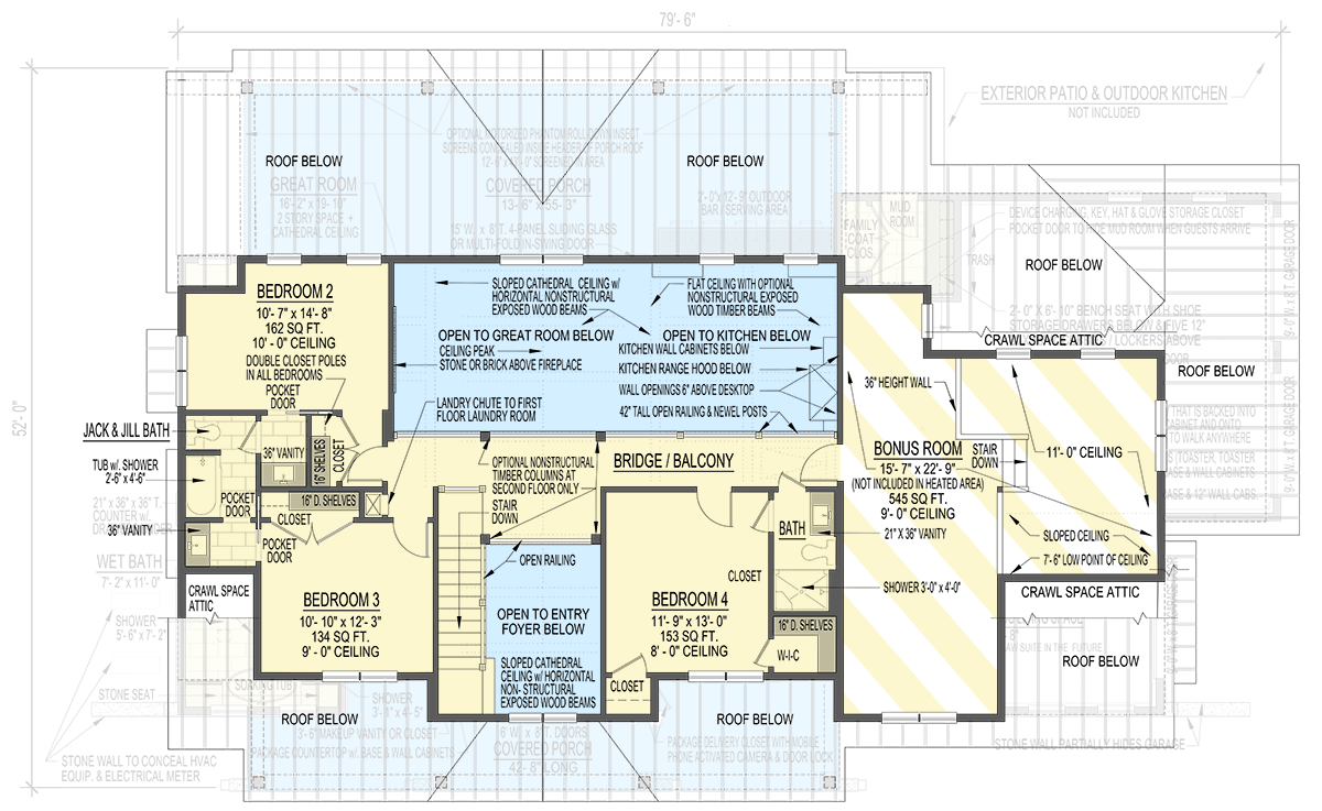Plan 654016KNA: Option-Filled New American House Plan Under 2600 Square Feet - Floor Plan - 2nd Floor - Country, Craftsman, Farmhouse, Modern Farmhouse, New American
