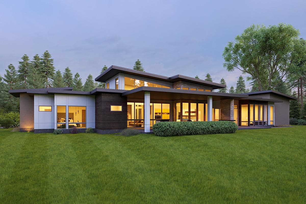 Plan 666176RAF: One-level Contemporary House Plan with RV Bay and Large Covered Patio - Image #4 - Contemporary, Mid Century Modern, Modern, Northwest