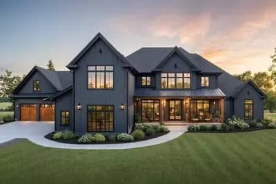 4356 Square Foot Modern Farmhouse Plan with 2-story Family Room