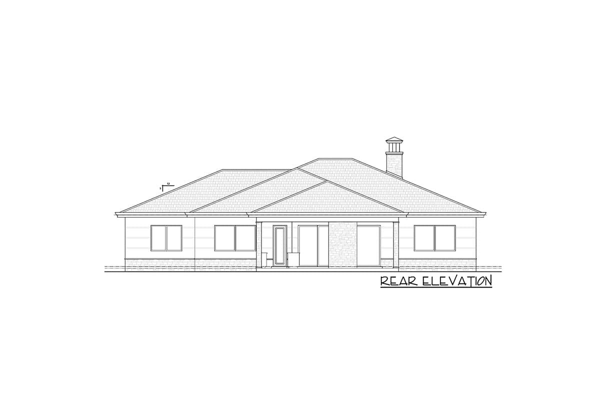 Plan 33245ZR: One-Story Transitional Home Plan with Low-Pitched Hip Roofs - 3114 Sq Ft - Image #39 - Contemporary, European, Mediterranean, New American, Prairie, Ranch, Transitional