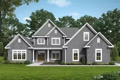 Traditional Country Home Plan with 2-Story Great Room and Screened Porch