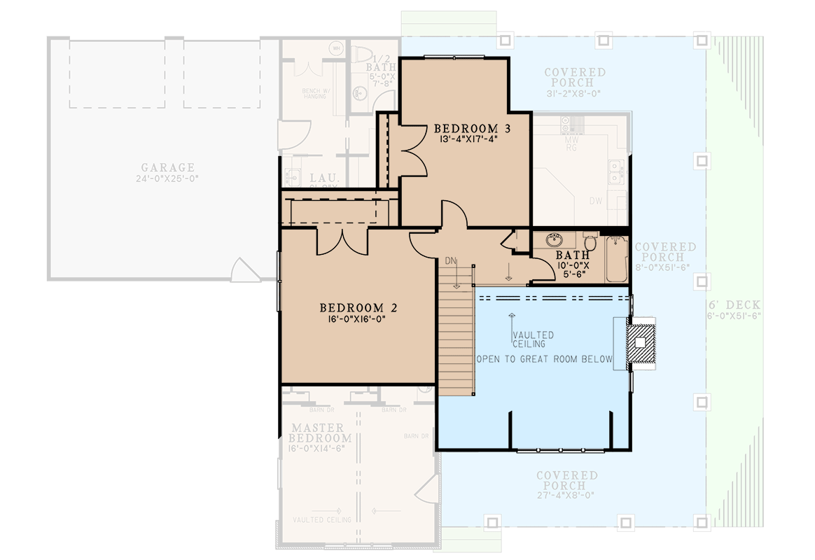Plan 70780MK: 2278 Square Foot 3-Bedroom Cabin House Plan with 2-Car Attached Garage - Floor Plan - 2nd Floor - Bungalow, Cottage, Country, Craftsman, Mountain, Rustic