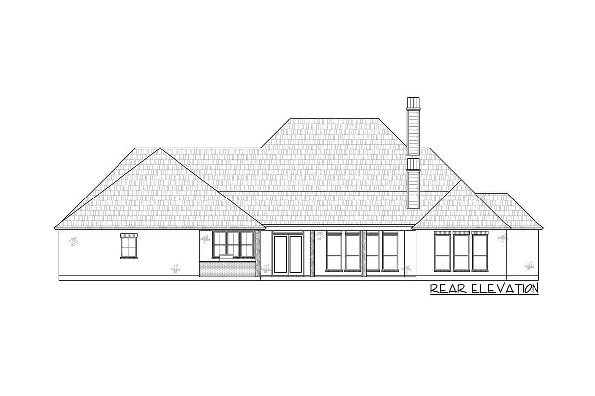 Plan 56525SM: 4-Bed French Country House Plan under 3000 Square Feet - Image #5 - Acadian, Country, European, French Country, Louisiana-Style, Ranch, Southern