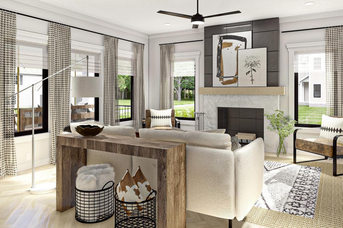 Plan 623117DJ: 2202 Square Foot Contemporary Traditional-style House Plan with 4 Bedrooms - Image #7 - Craftsman, New American, Traditional