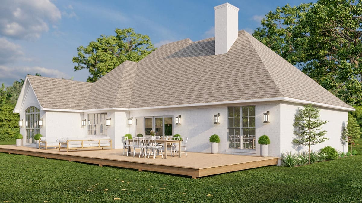 Plan 70781MK: French Country House Plan with Angled 3-car Garage with Game Room Above - Image #4 - European, French Country, Traditional