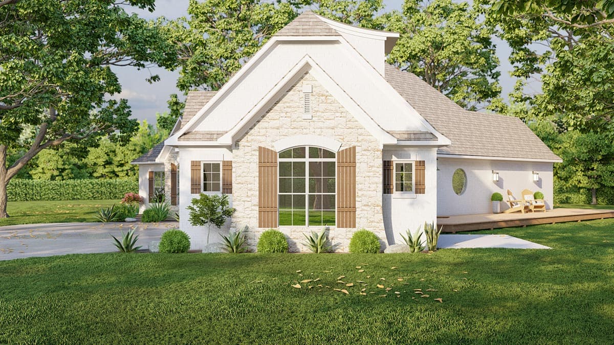 Plan 70781MK: French Country House Plan with Angled 3-car Garage with Game Room Above - Image #8 - European, French Country, Traditional