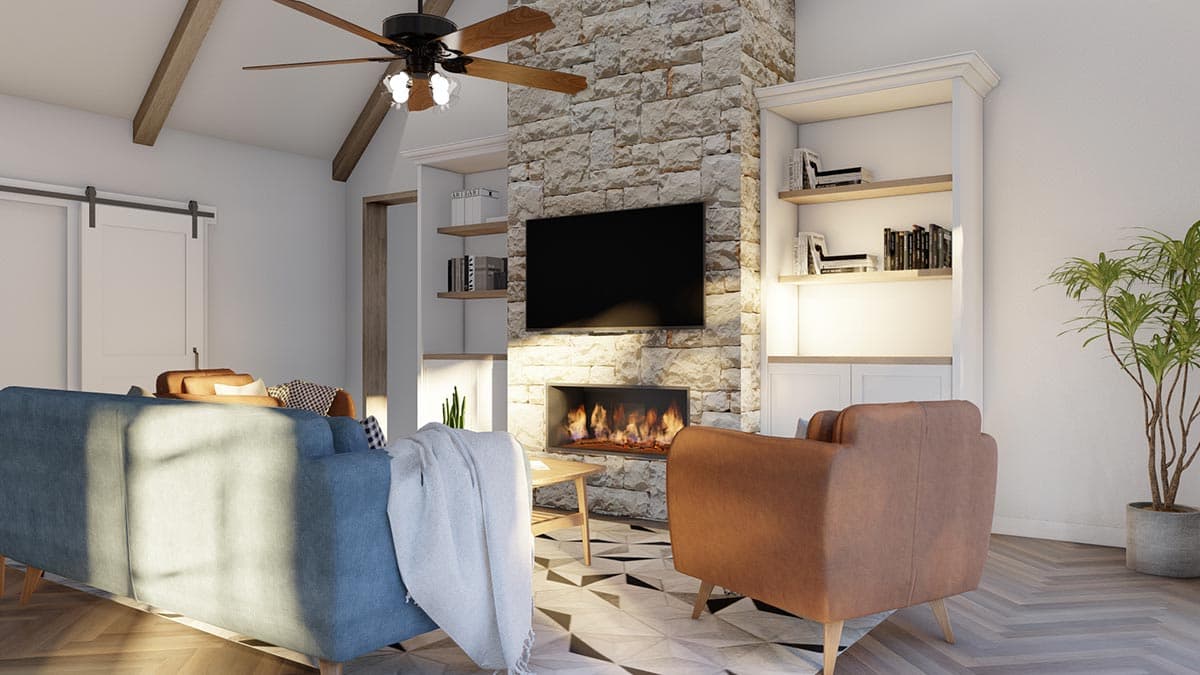 Plan 70781MK: French Country House Plan with Angled 3-car Garage with Game Room Above - Image #12 - European, French Country, Traditional