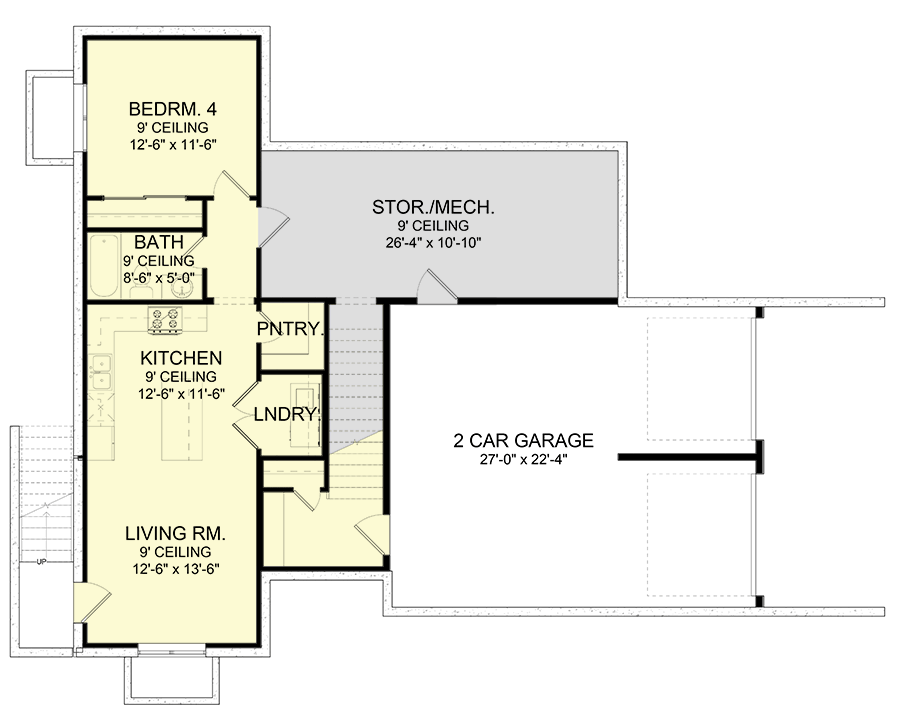 Plan 490038NAH: Transitional Contemporary Home Plan for Sloped Lot - Floor Plan - Ground Level - Contemporary, New American, Transitional