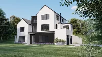 Transitional Contemporary Home Plan for Sloped Lot