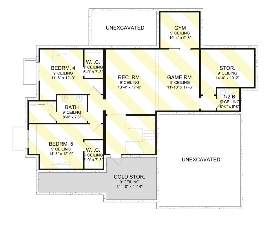 Plan 490039NAH: Modern Farmhouse Bungalow with Loft and 2 Upstairs Bedrooms - Floor Plan - Optional Basement Foundation - Country, Craftsman, Farmhouse, Modern Farmhouse, New American