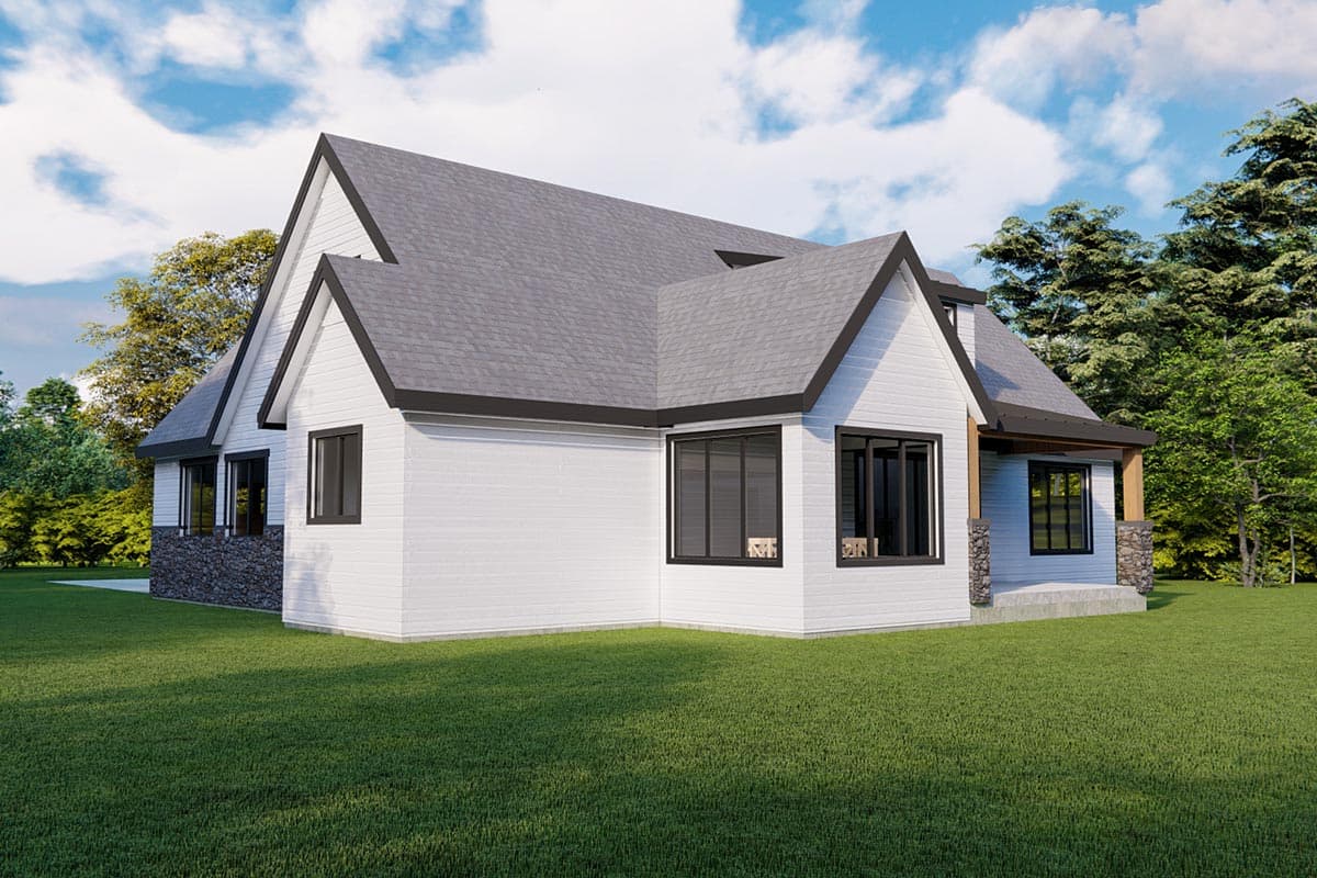 Plan 490039NAH: Modern Farmhouse Bungalow with Loft and 2 Upstairs Bedrooms - Image #4 - Country, Craftsman, Farmhouse, Modern Farmhouse, New American