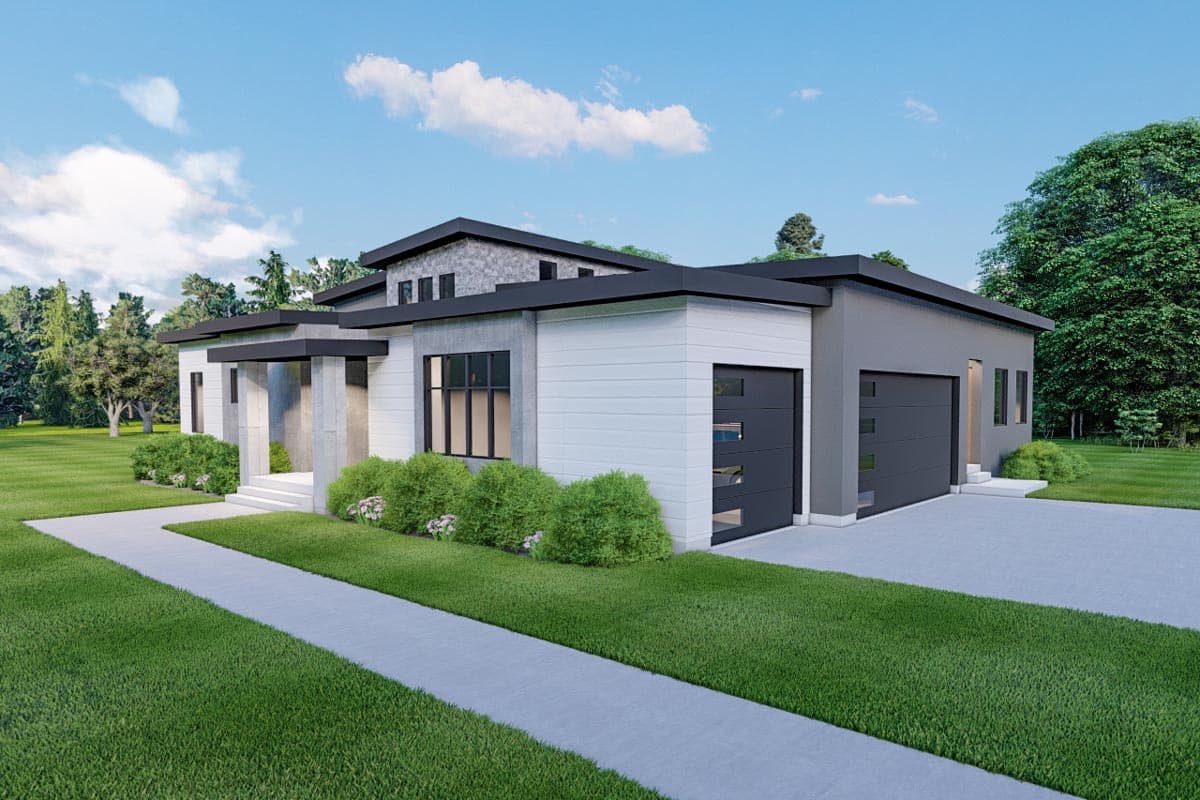 Plan 490040NAH: Modern One-story Home Plan with Flex Rooms and Outdoor Spaces - Image #5 - Contemporary, Mid Century Modern, Modern, Prairie