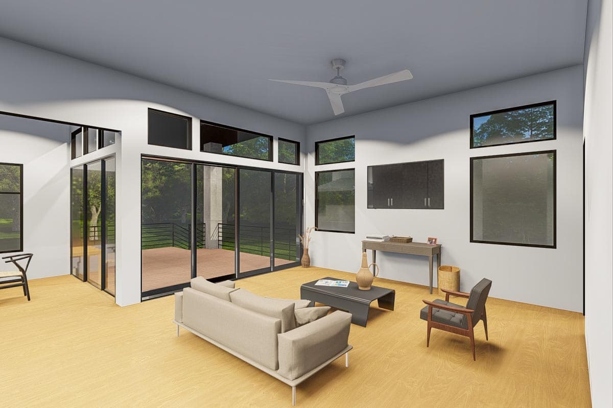 Plan 490040NAH: Modern One-story Home Plan with Flex Rooms and Outdoor Spaces - Image #7 - Contemporary, Mid Century Modern, Modern, Prairie