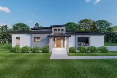 Modern One-story Home Plan with Flex Rooms and Outdoor Spaces