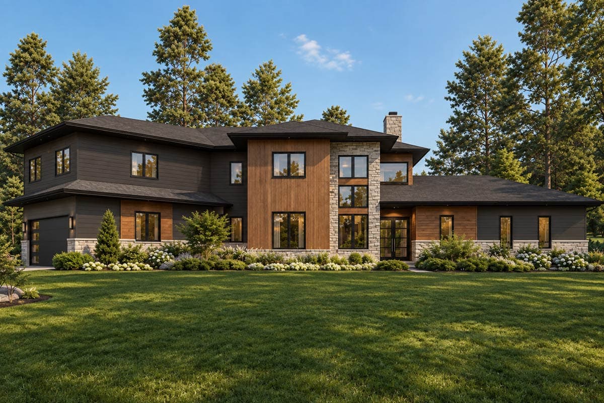 Plan image - 871022JEN:2-story Modern Home Plan with 3 Half Baths and Bonus Expansion