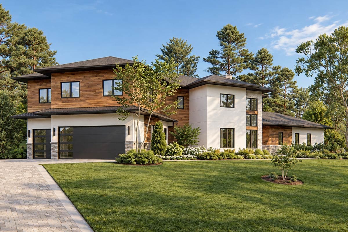 Plan 871022JEN: 2-story Modern Home Plan with 3 Half Baths and Bonus Expansion - Image #3 - Contemporary, Modern, Northwest, Prairie, Transitional