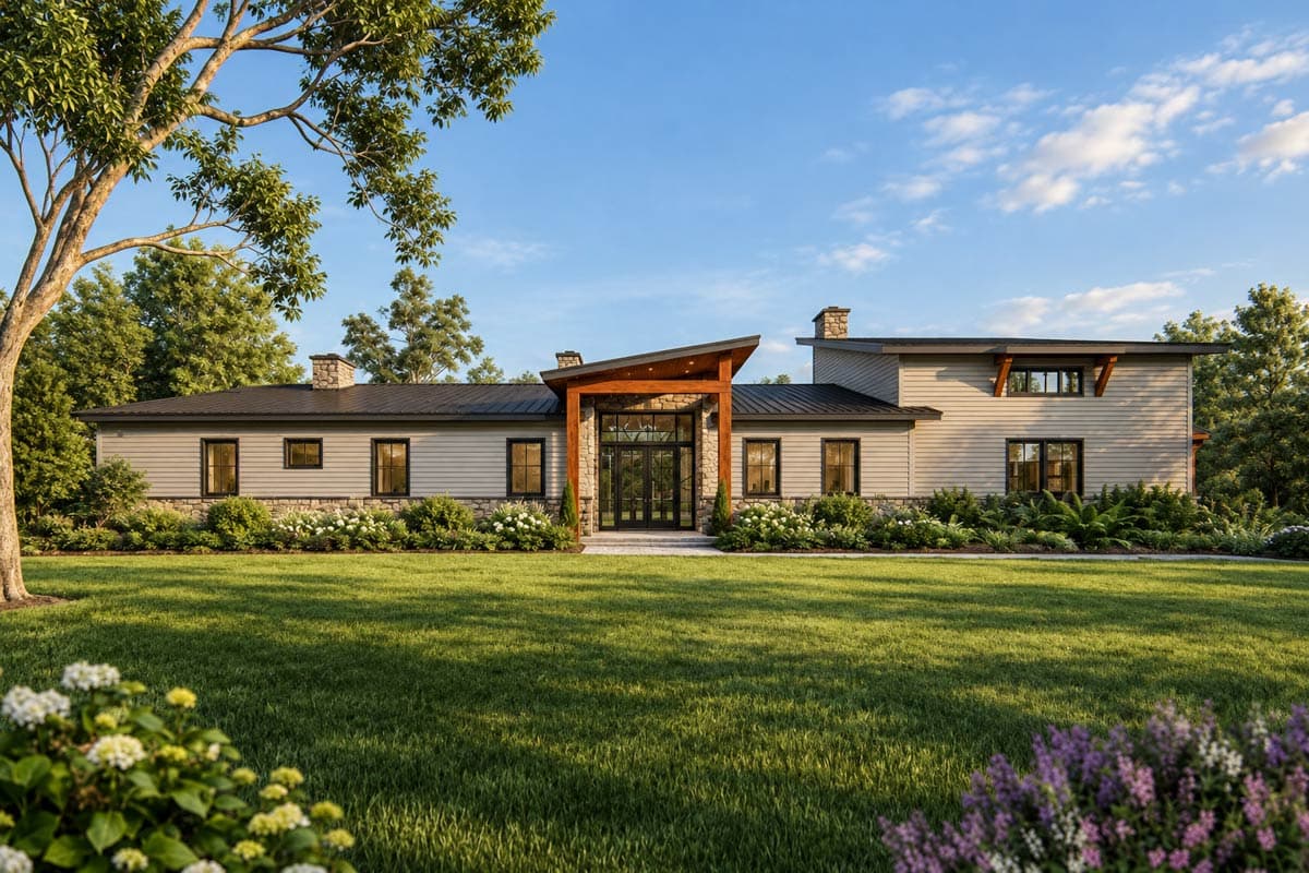 Plan image - 871023JEN:Pacific Northwest Contemporary-style home with 2 Master Suites and an Elevator