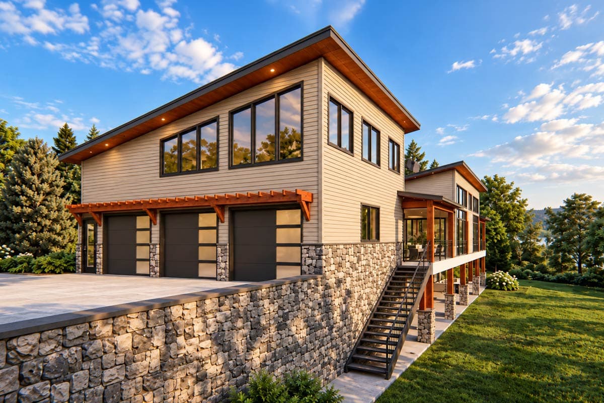 Plan 871023JEN: Pacific Northwest Contemporary-style home with 2 Master Suites and an Elevator - Image #4 - Mid Century Modern, Modern, Northwest, Transitional