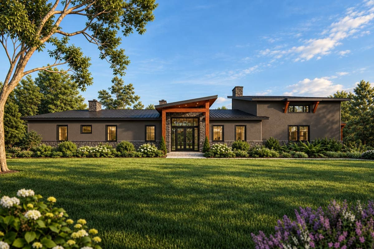 Plan 871023JEN: Pacific Northwest Contemporary-style home with 2 Master Suites and an Elevator - Image #2 - Mid Century Modern, Modern, Northwest, Transitional
