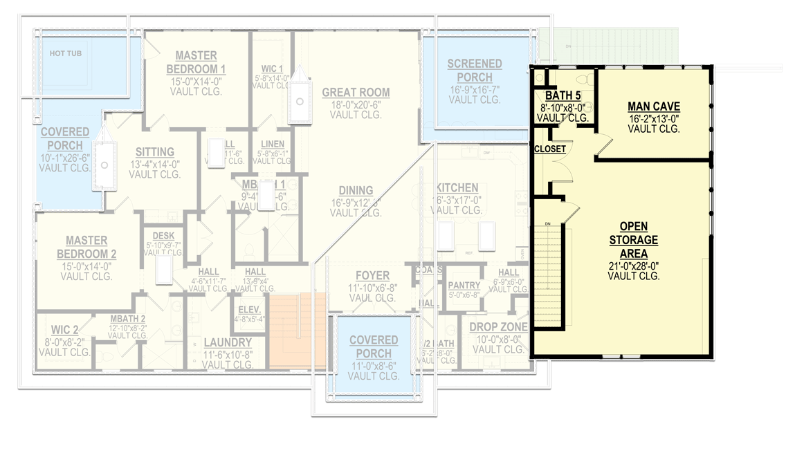 Plan 871023JEN: Pacific Northwest Contemporary-style home with 2 Master Suites and an Elevator - Floor Plan - 2nd Floor - Mid Century Modern, Modern, Northwest, Transitional