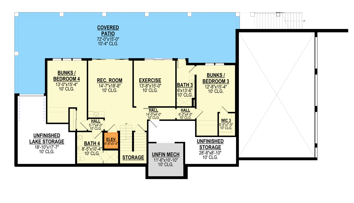 Plan 871023JEN: Pacific Northwest Contemporary-style home with 2 Master Suites and an Elevator - Floor Plan - Lower Level - Mid Century Modern, Modern, Northwest, Transitional