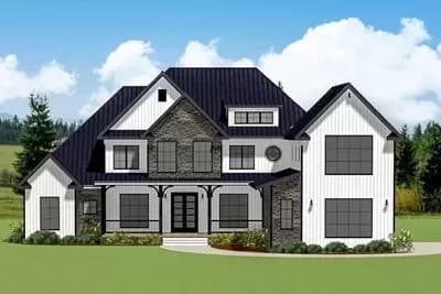 2-Level Modern Farmhouse Plan with Study and Summer Kitchen