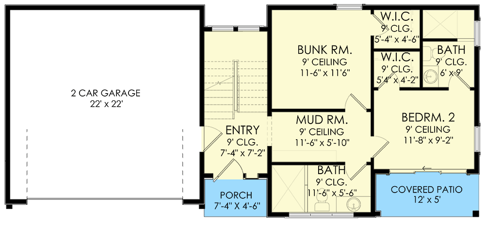 Plan 490042NAH: 3 Bed Modern Mountain Home Plan with Front Balconies - Floor Plan - Main Level - Contemporary, Modern, Mountain, Northwest