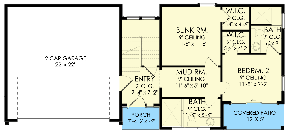 Plan 490042NAH: 3 Bed Modern Mountain Home Plan with Front Balconies - Floor Plan - Main Level - Slab/Crawl Option - Contemporary, Modern, Mountain, Northwest