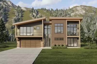 3 Bed Modern Mountain Home Plan with Front Balconies
