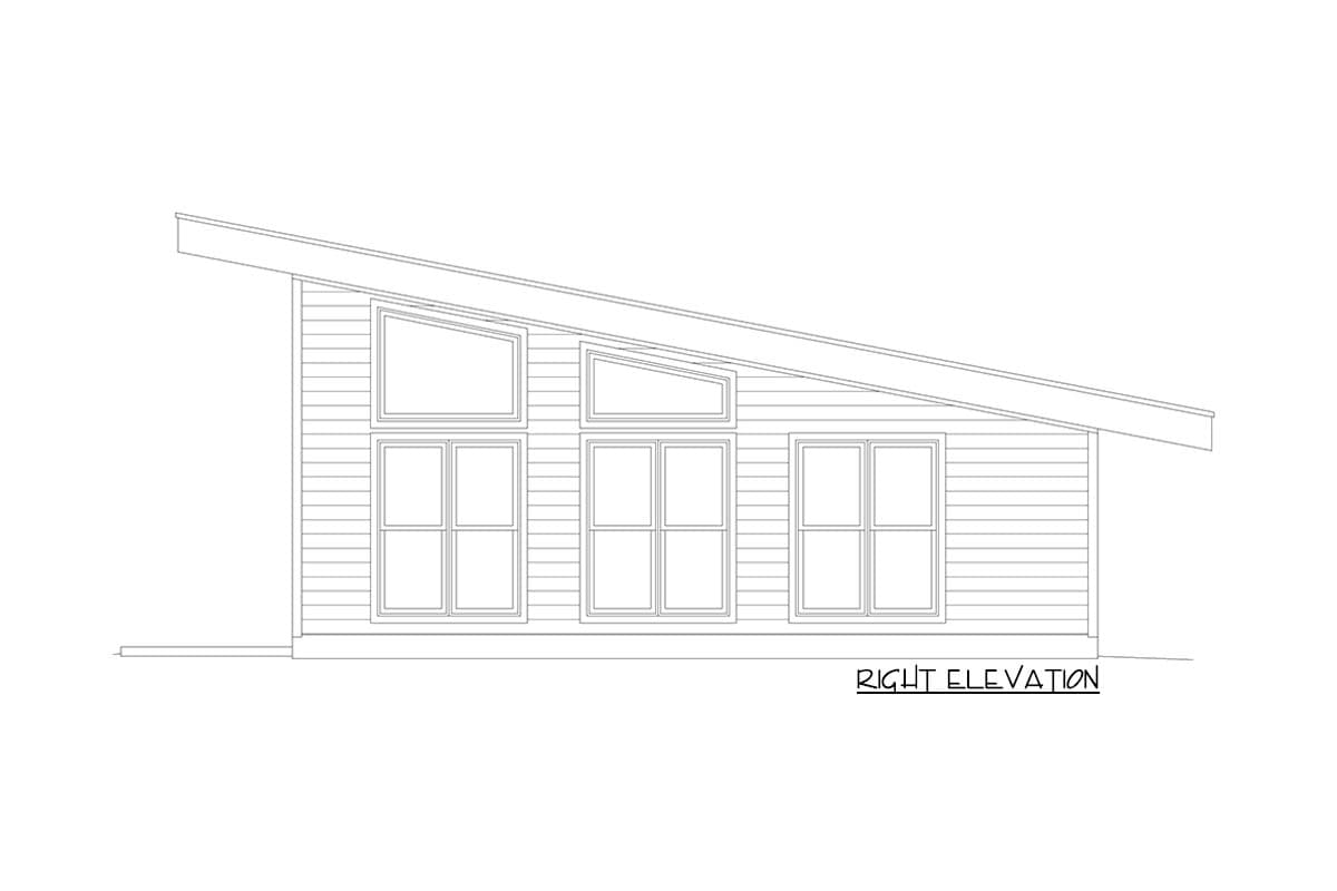 Plan 680007VR: Modern Mountain ADU Home Plan with Front Patio - Image #5 - Cabin, Mid Century Modern, Modern, Mountain, Vacation