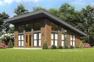 Modern Mountain ADU Home Plan with Front Patio