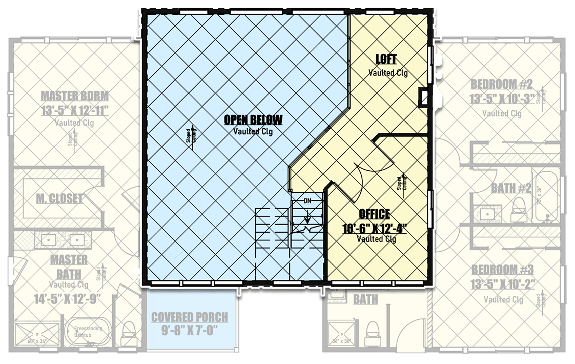 Plan 400009FTY: Contemporary Mountain House Plan with Vaulted Great Room and Loft - 2212 Sq Ft - Floor Plan - 2nd Floor - Contemporary, Mid Century Modern, Modern, Mountain