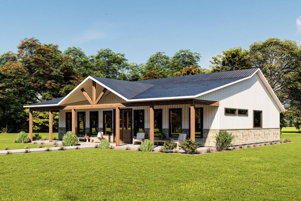 Plan 400010FTY: 3-Bed Rustic Ranch Plan with 10'-Deep Porch - Image #8 - Country, Craftsman, Mountain, Ranch, Rustic