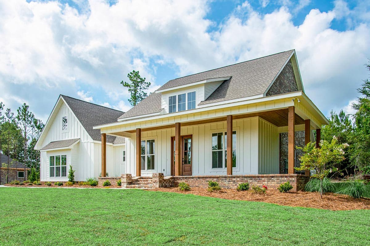Plan 51917HZ: Modern Farmhouse Plan with L-Shaped Front Porch and Master Suite Laundry - Image #4 - Country, Farmhouse, Modern Farmhouse, Traditional