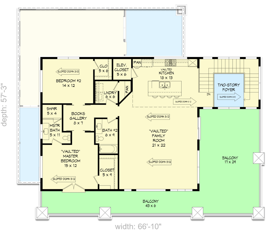 Plan 680008VR: Modern House Plan with an RV Bay and Ground-level Apartment - Floor Plan - 2nd Floor - Contemporary, Modern, Northwest