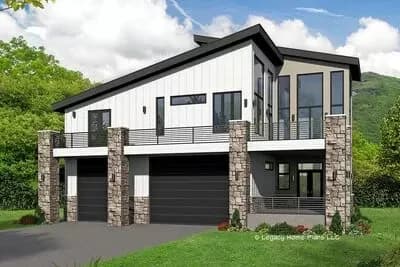 Modern House Plan with an RV Bay and Ground-level Apartment