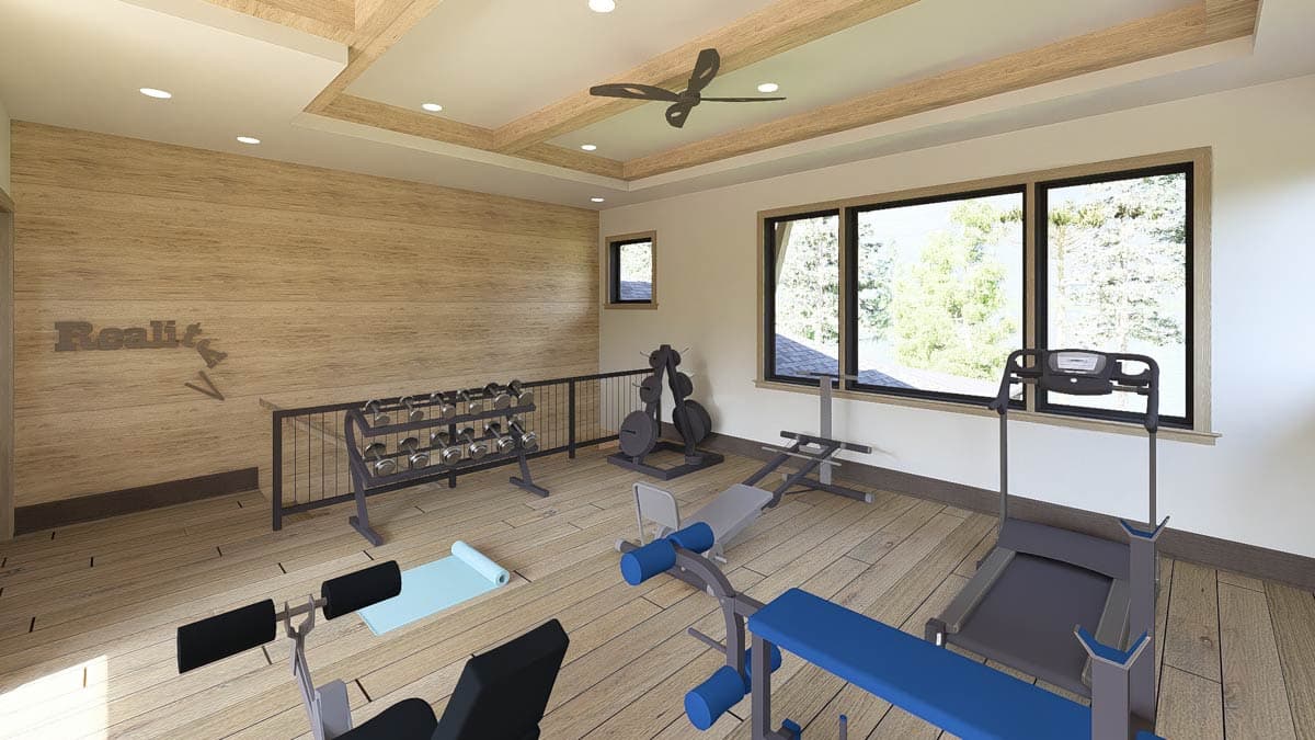 Plan 64529SC: Modern Ranch with Second-Story Gym for the Rear-View Lot - Image #44 - Craftsman, Mountain, New American, Prairie, Ranch, Shingle